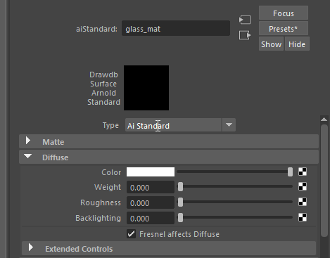 Diffuse Reflektion Ausgeschaltet